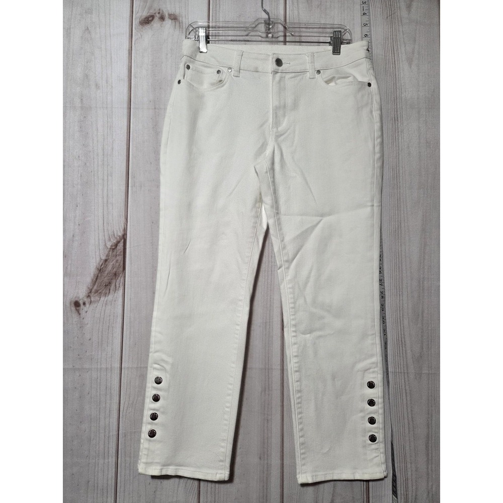 Vince Camuto Jeans Womens 29/8 White Ankle Skinny Stretch Button Hem‎ Pants